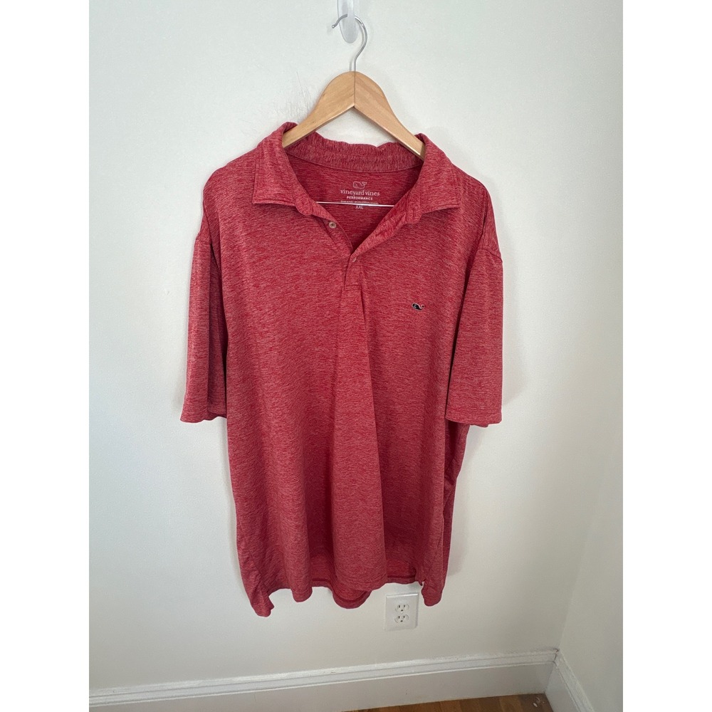 Vineyard Vines Performance Polo Shirt Mens XXL Heather Red Short Sleeve Golf Top